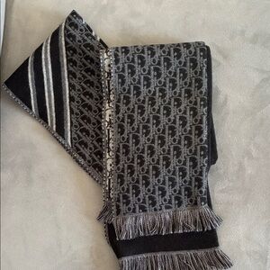 Dior Black and Gray Logo Scarf, brand new, never worn